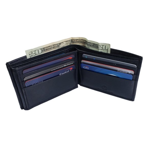 Genuine Leather Traveler Bifold Wallet Button Close - Picture 6 of 8